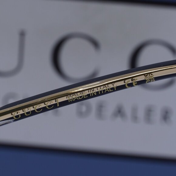 Gucci GG1212S 002 Round Sunglasses - Black/Crystal with Gold Clip-On Brown - Picture 8 of 12